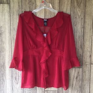 Ladies two piece fancy red blouse size medium